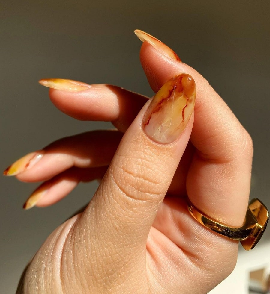 citrine quartz inspired geode nails