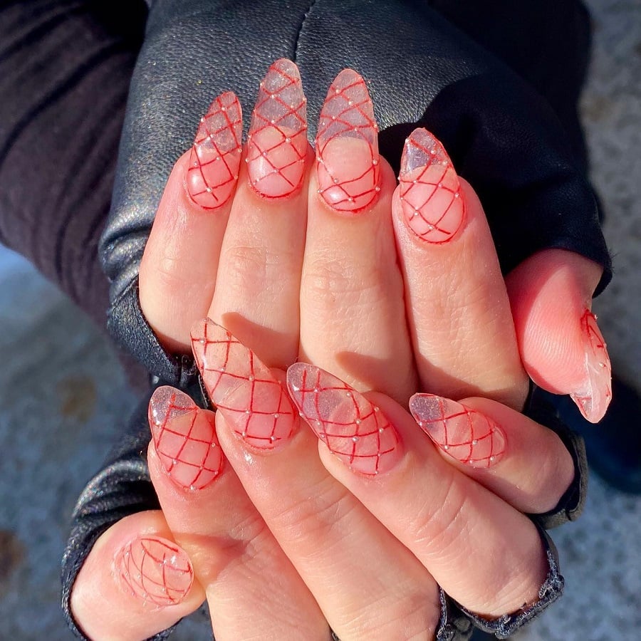 clear fishnet nails