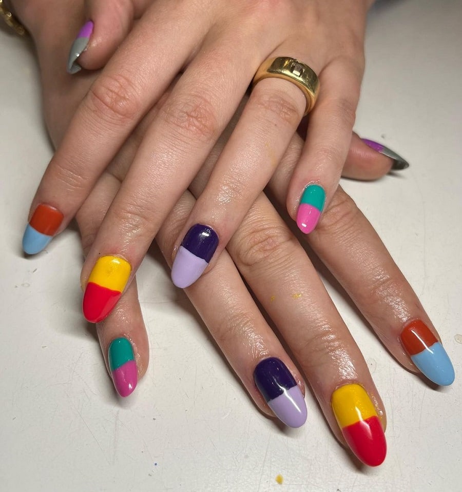 color block gel nails