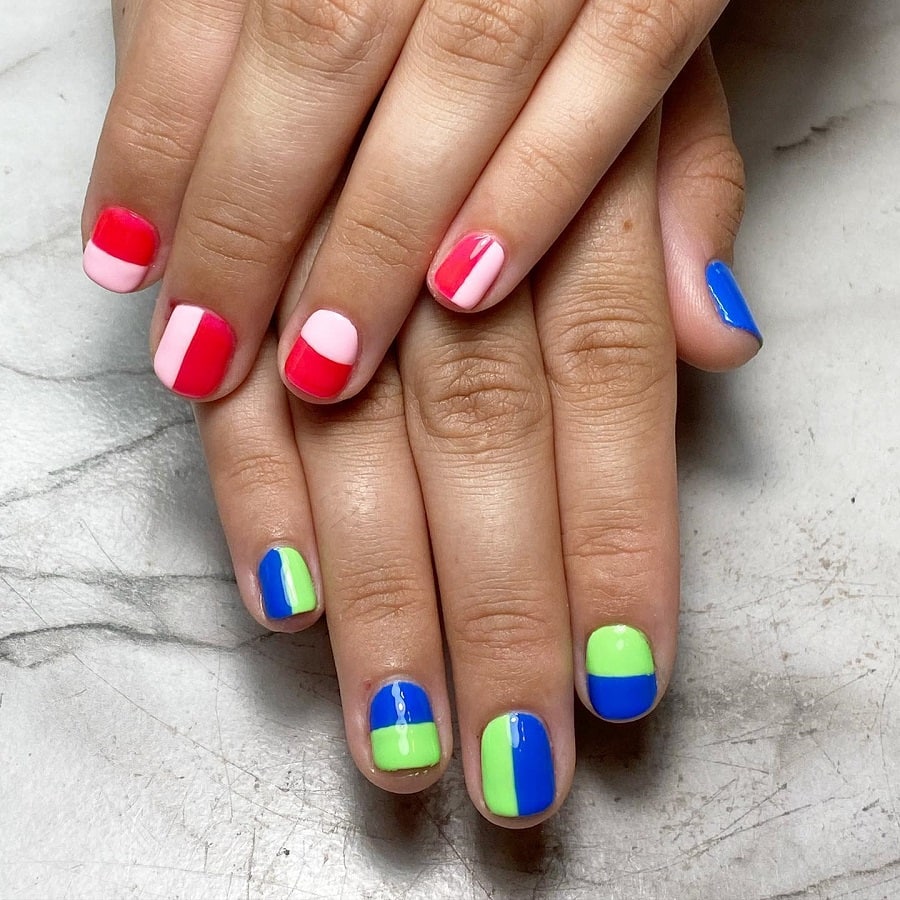 color blocked nails