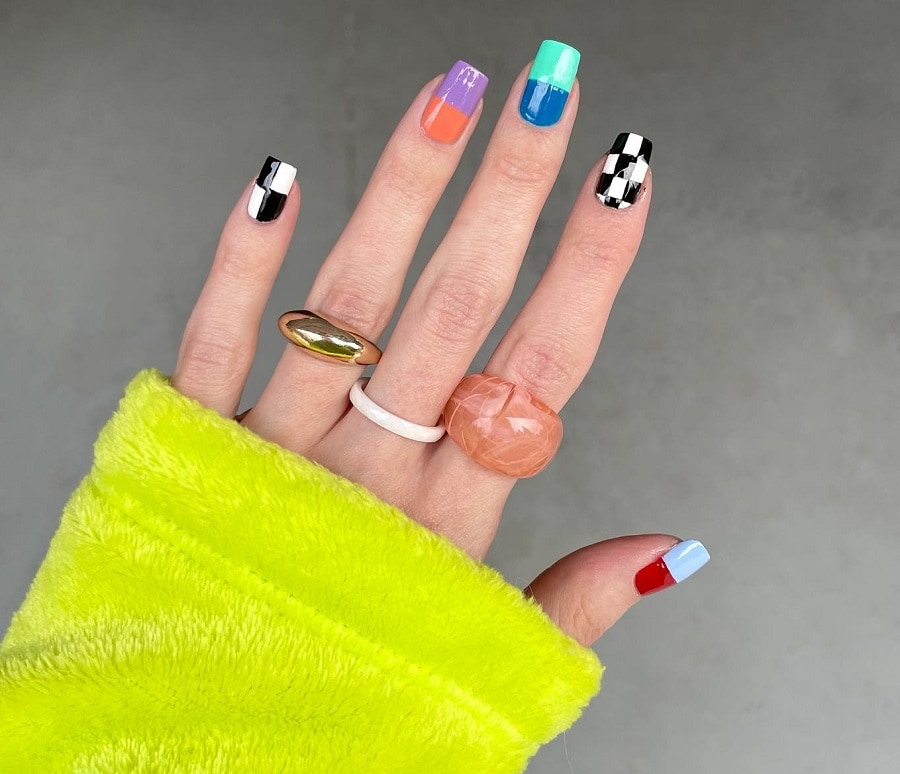 color blocking nail art