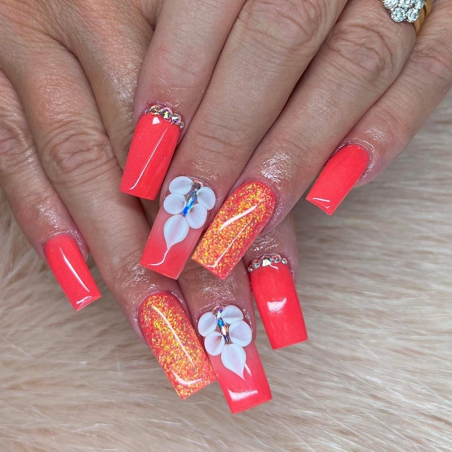 coral acrylic nails