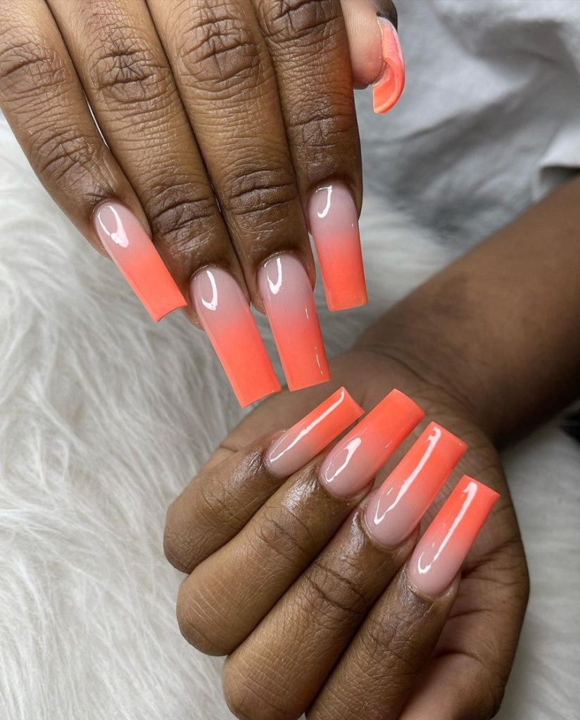 coral ombre nails