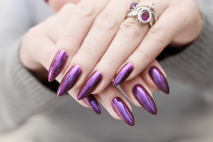 dark purple stiletto nails