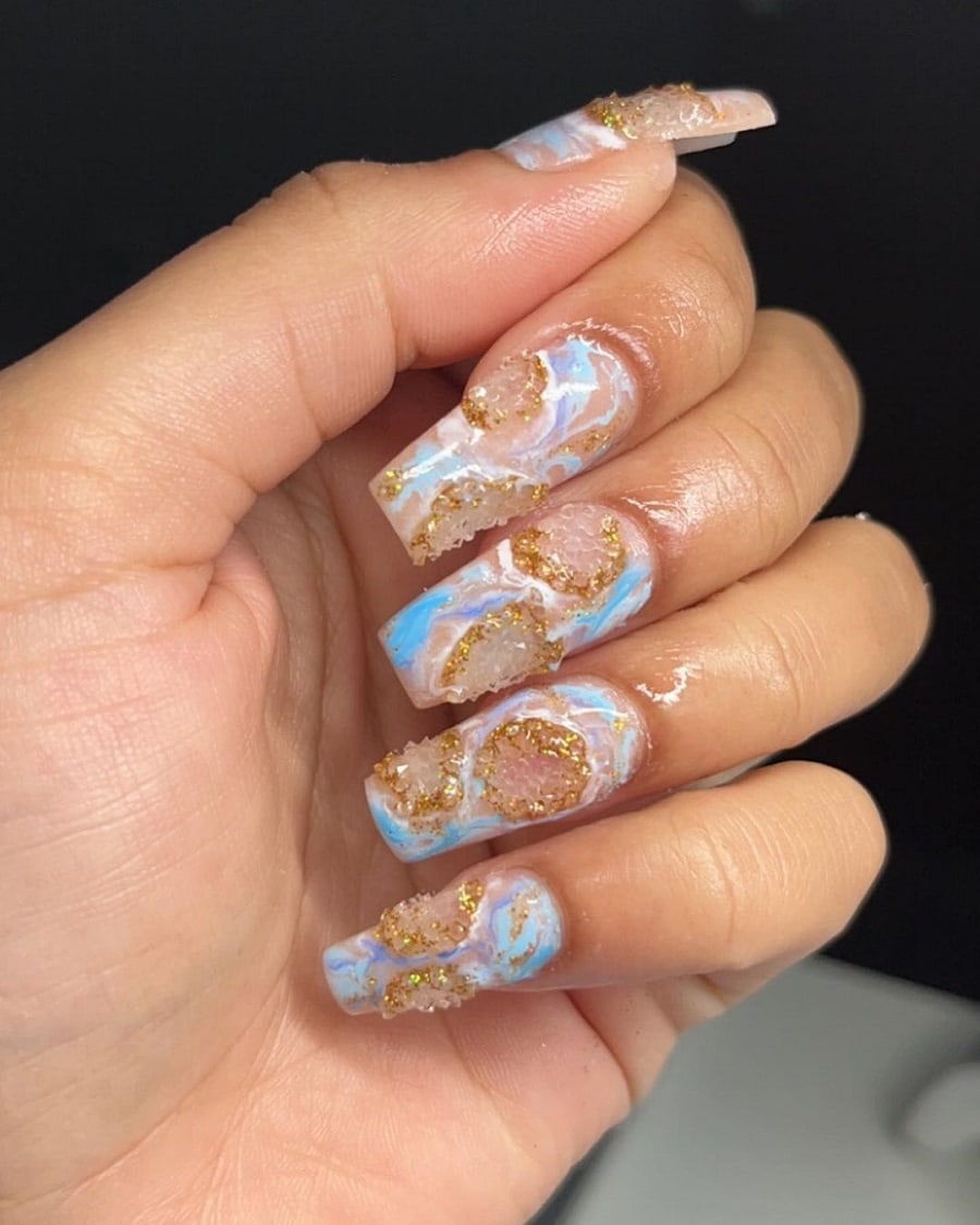 fake geode nails