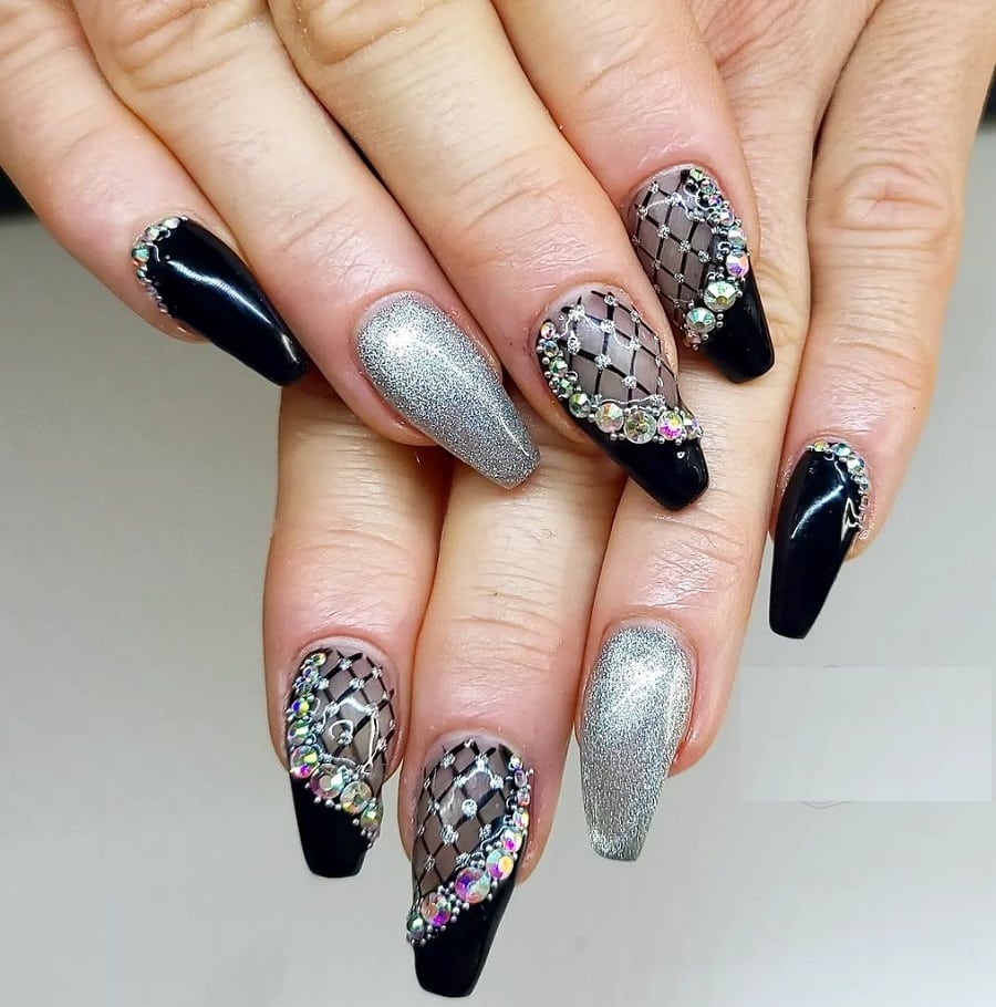 fishnet acrylic nails