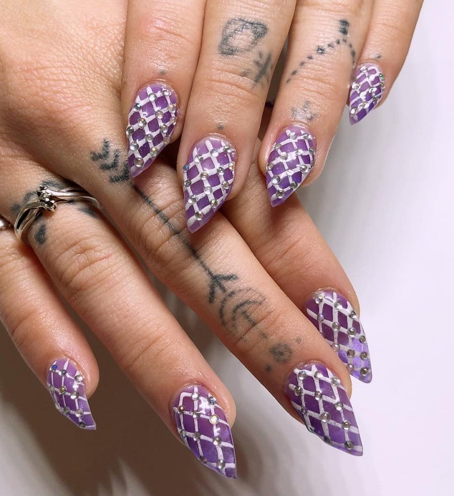 fishnet purple nails