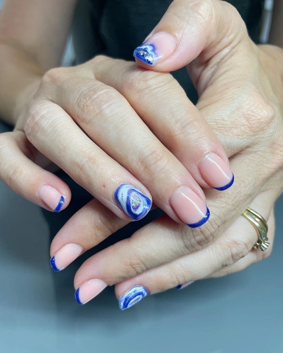 geode inspired French nails