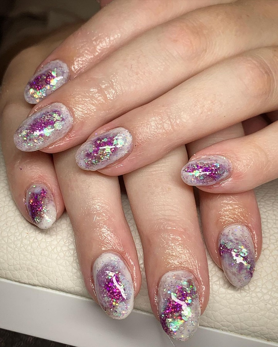 geode nail art with glitters