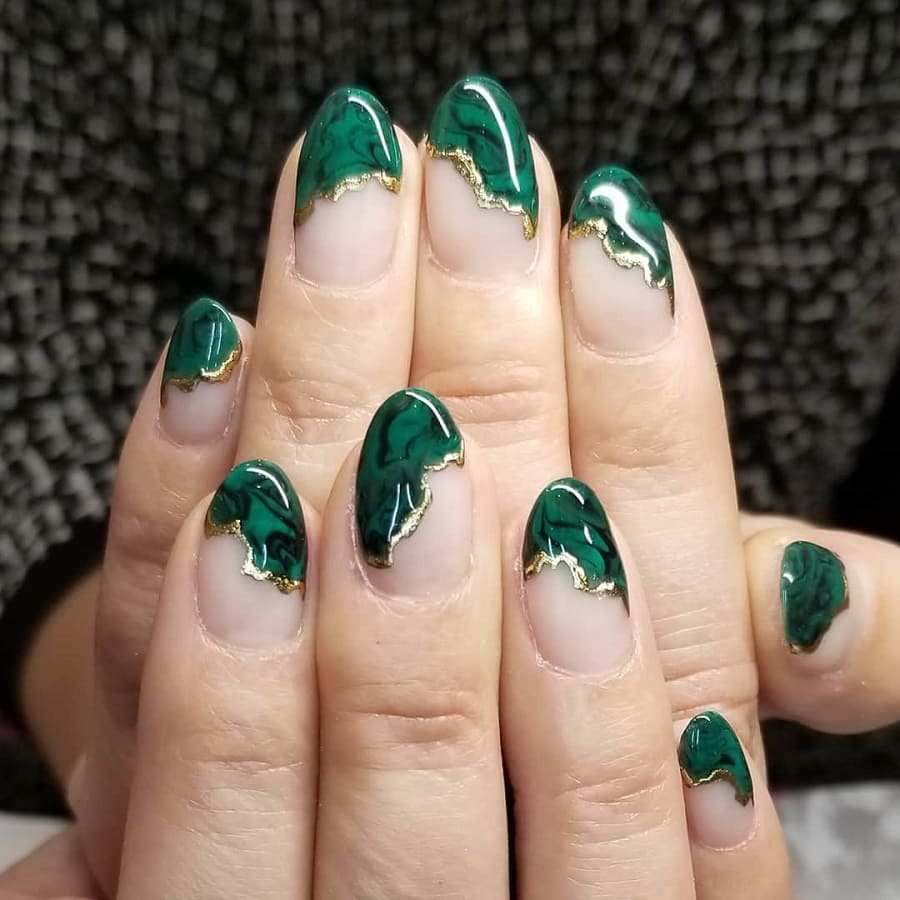 green agate inspired geode nails