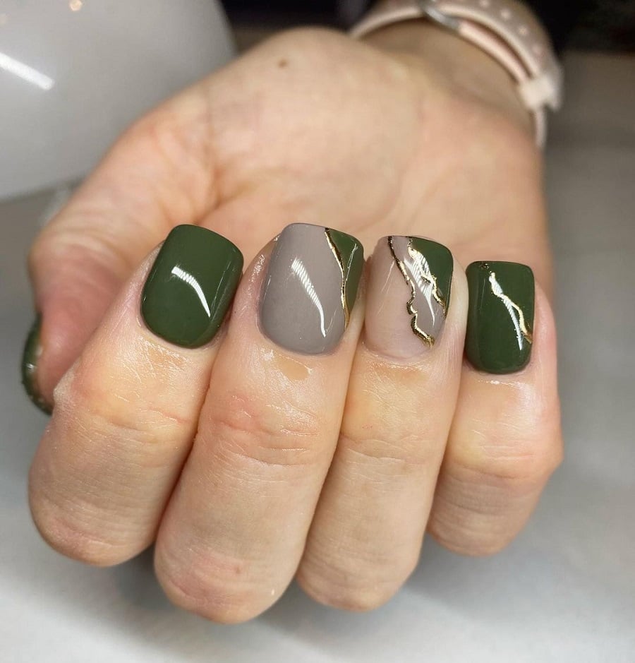 green and taupe nail color