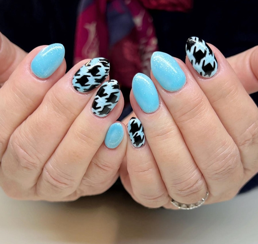 houndstooth almond nails