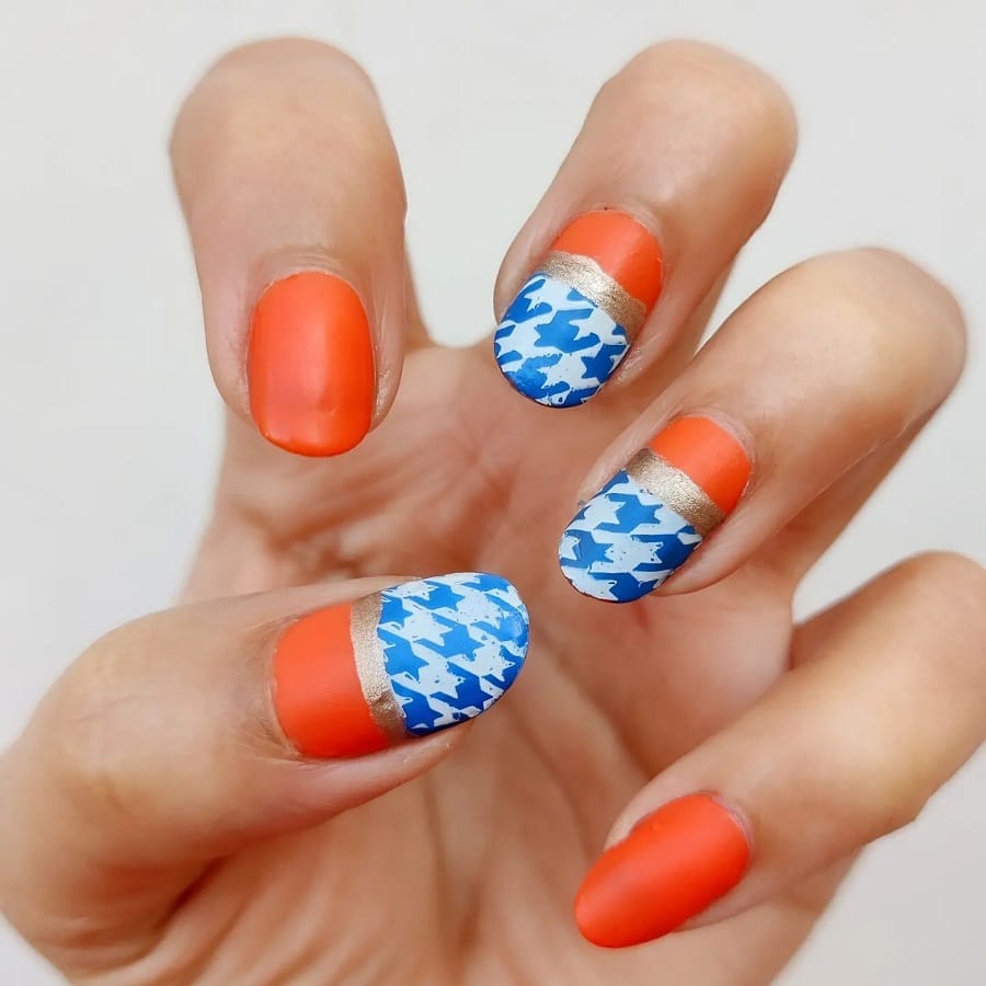 houndstooth matte nails