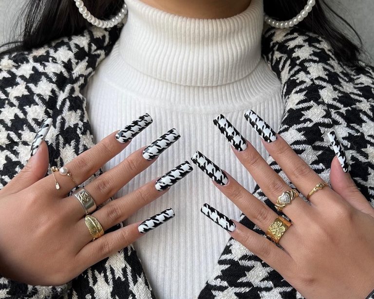 18 Houndstooth Nails That You Need To Try
