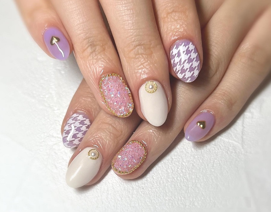 houndstooth oval nails