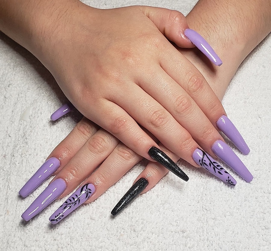 lavender and black nail designs