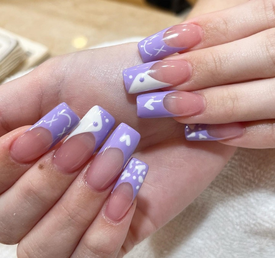 lavender and white nail designs