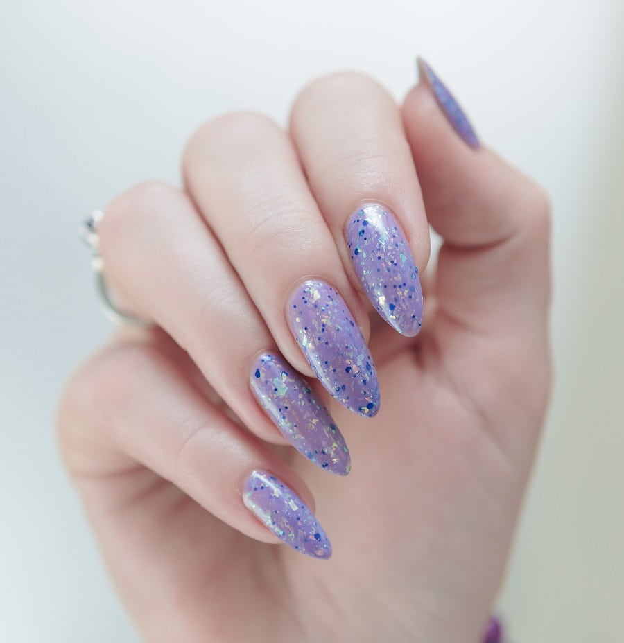 lavender glitter nails