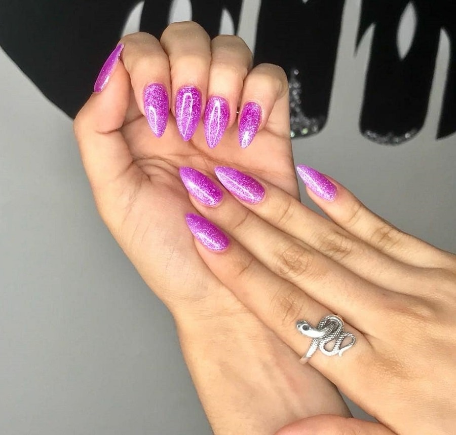lavender purple short stiletto nails