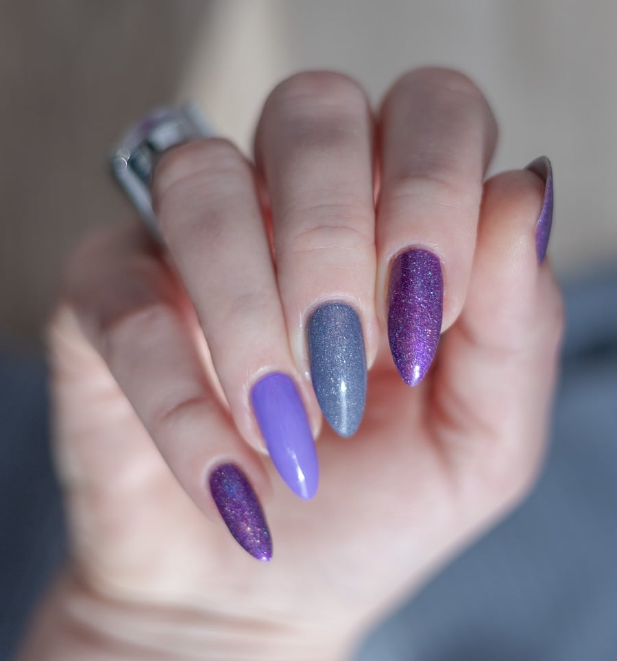 light and dark purple stiletto nails