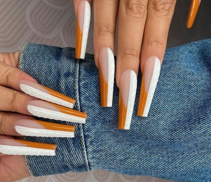 long color block nails