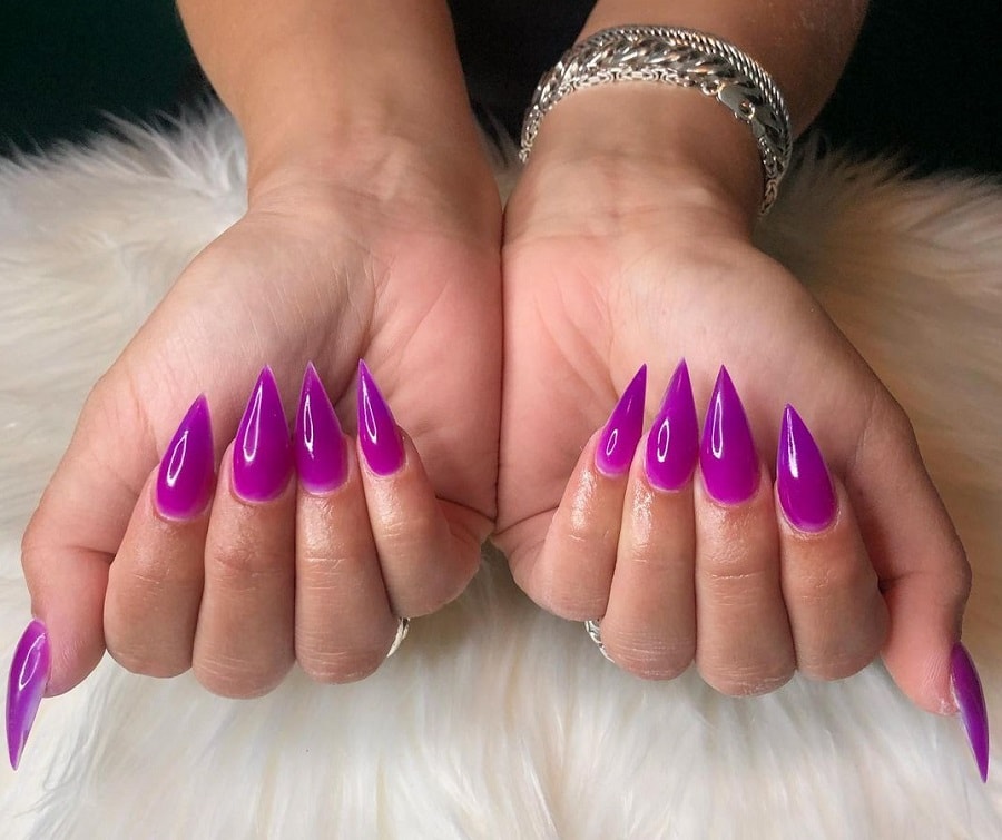 magenta purple stiletto nails