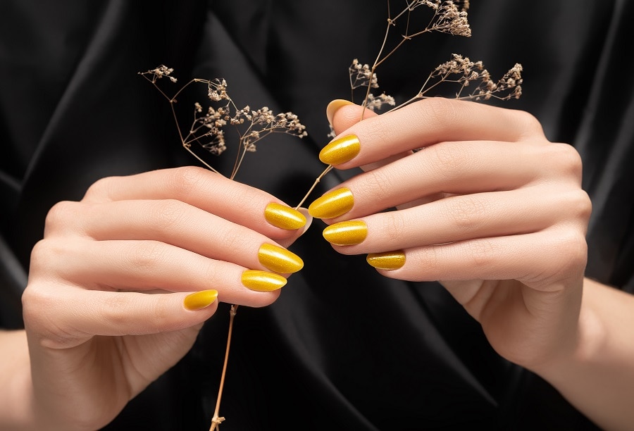 mustard color oval nails