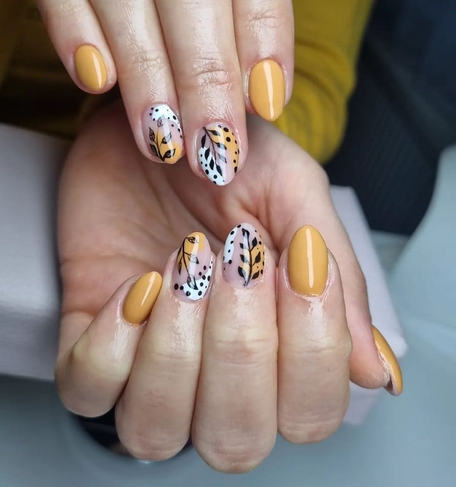 mustard color tribal nails