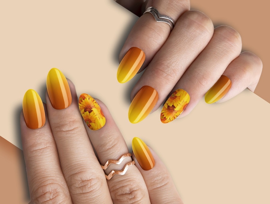 mustard ombre nails design