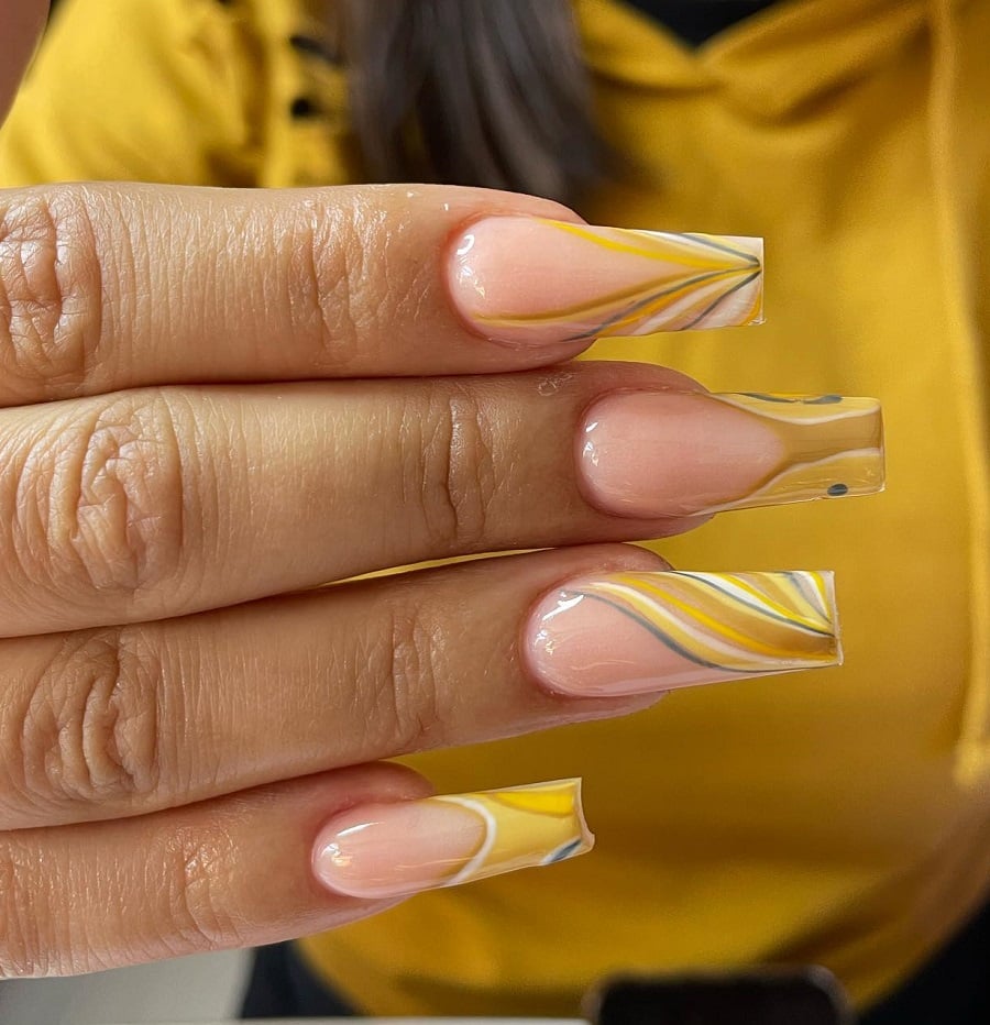 mustard yellow acrylic nails