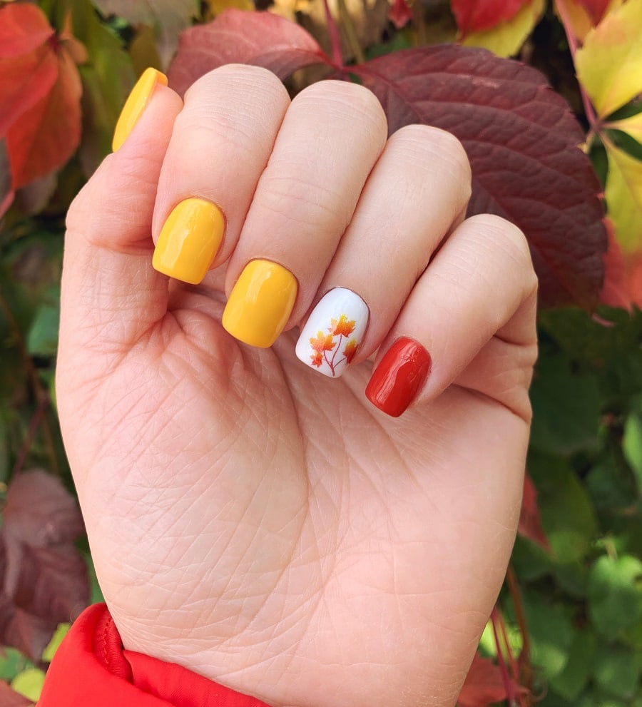 mustard yellow fall nails