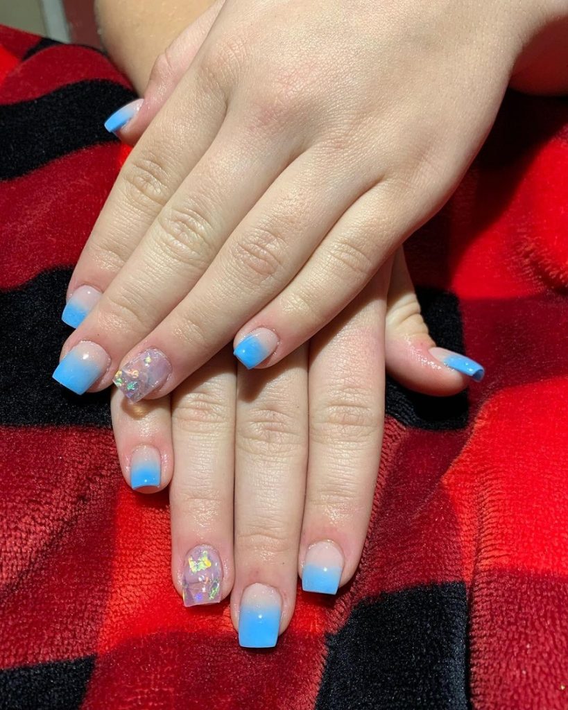 neon blue ombre nails