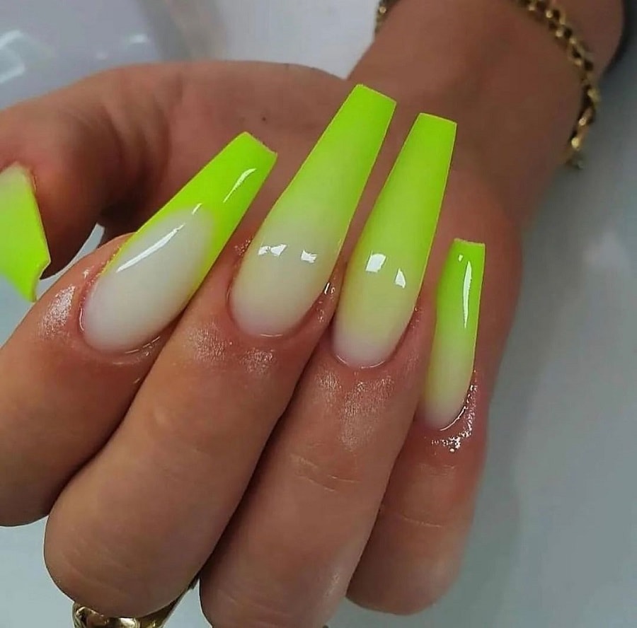 neon green ombre nails