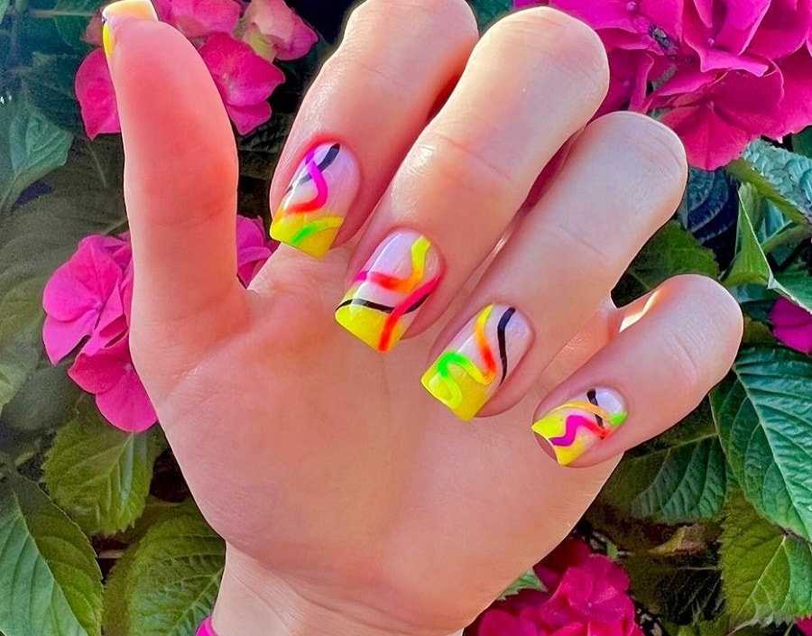 neon ombre nails for summer