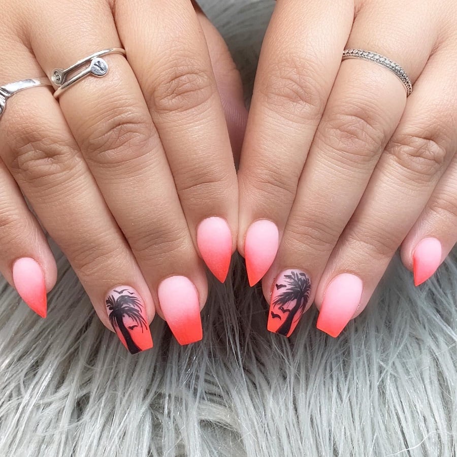 neon pink ombre nails