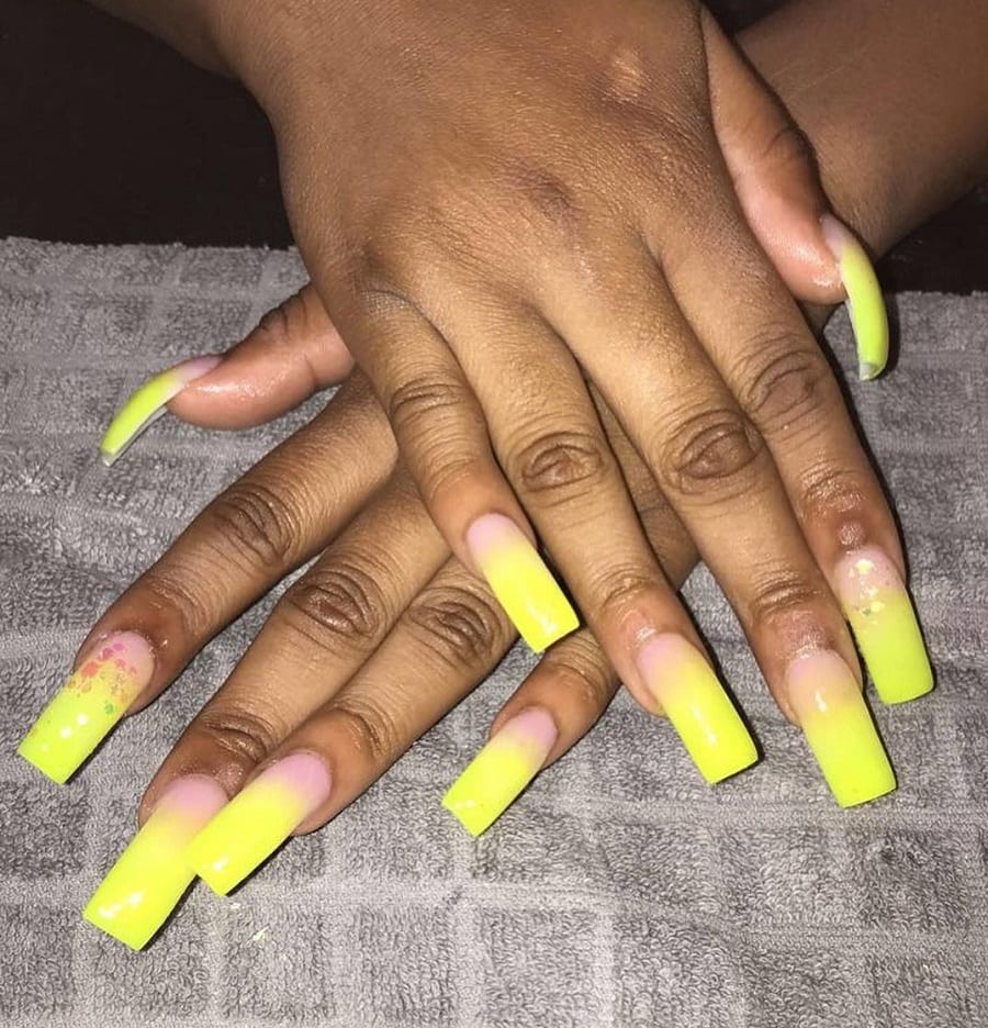 neon yellow ombre nails