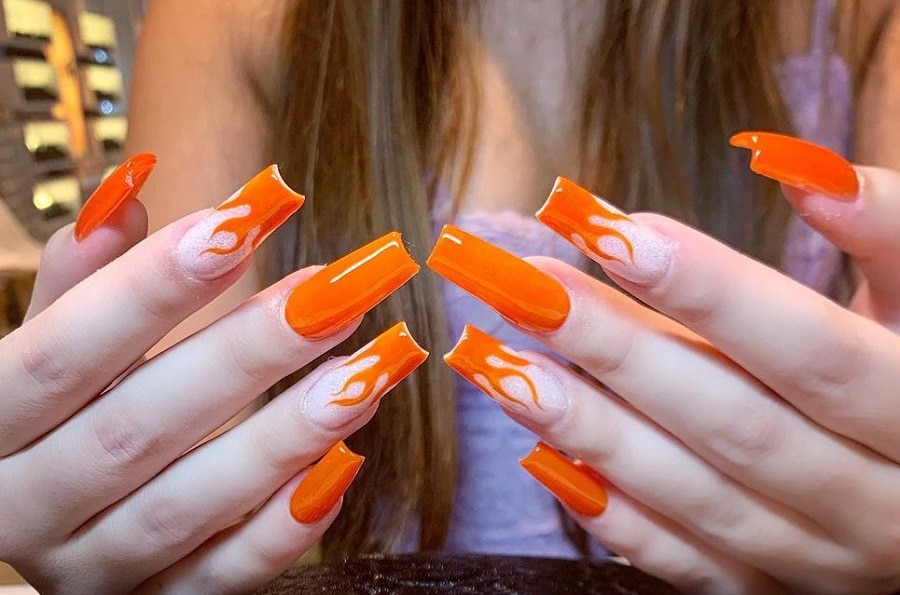 orange flame nails