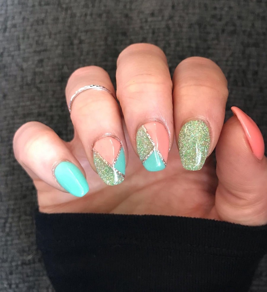 pastel color block nails