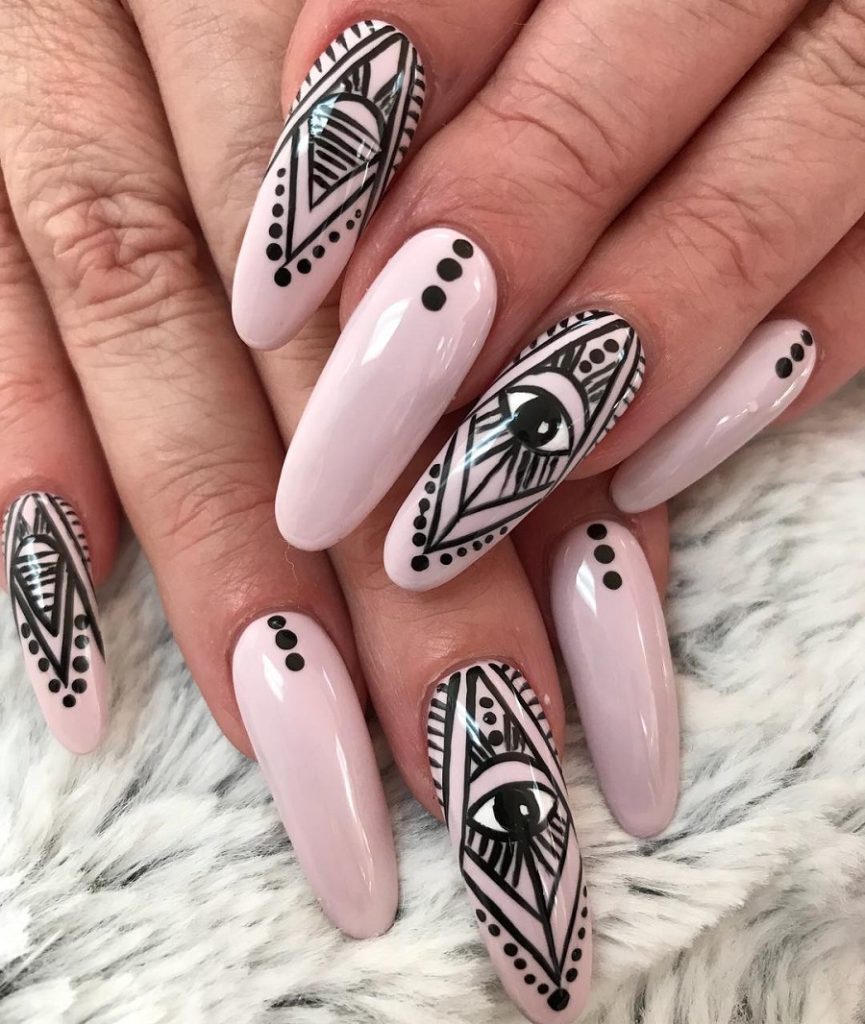 pink and black egyptian nails