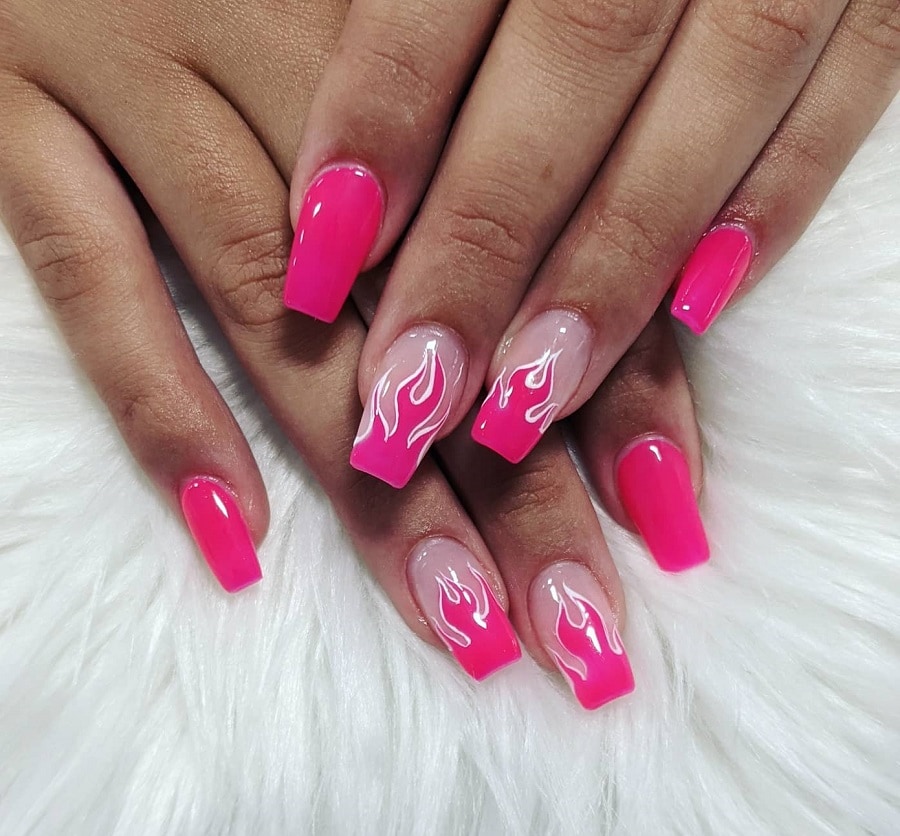 pink flame nails