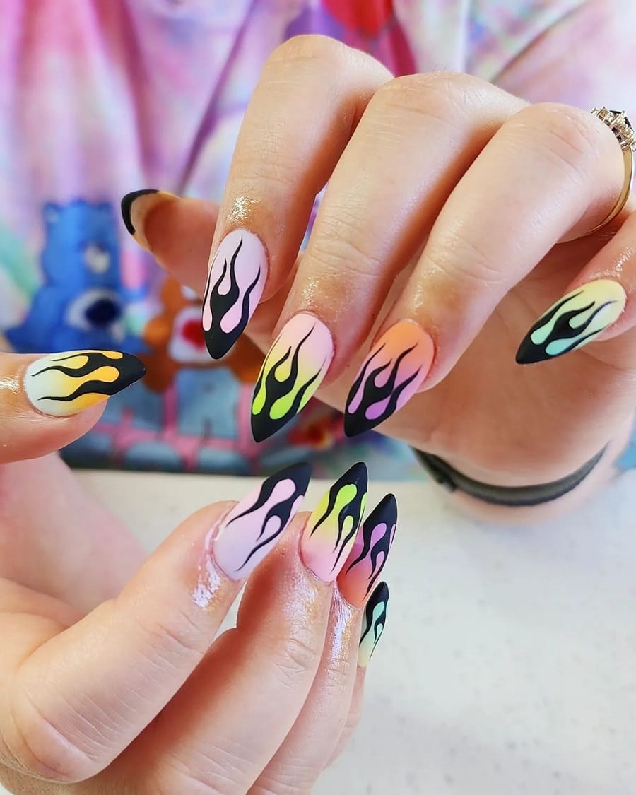 pointy flame nails