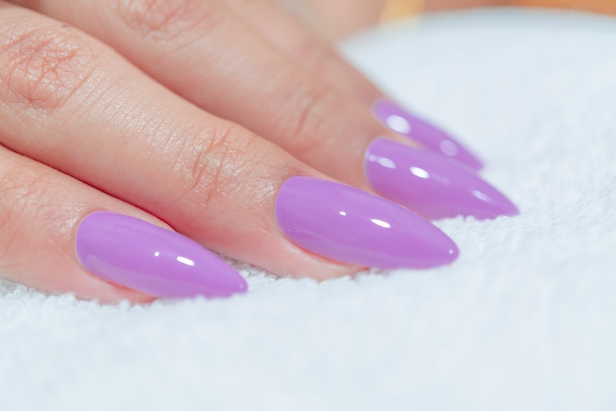 purple stiletto gel nails