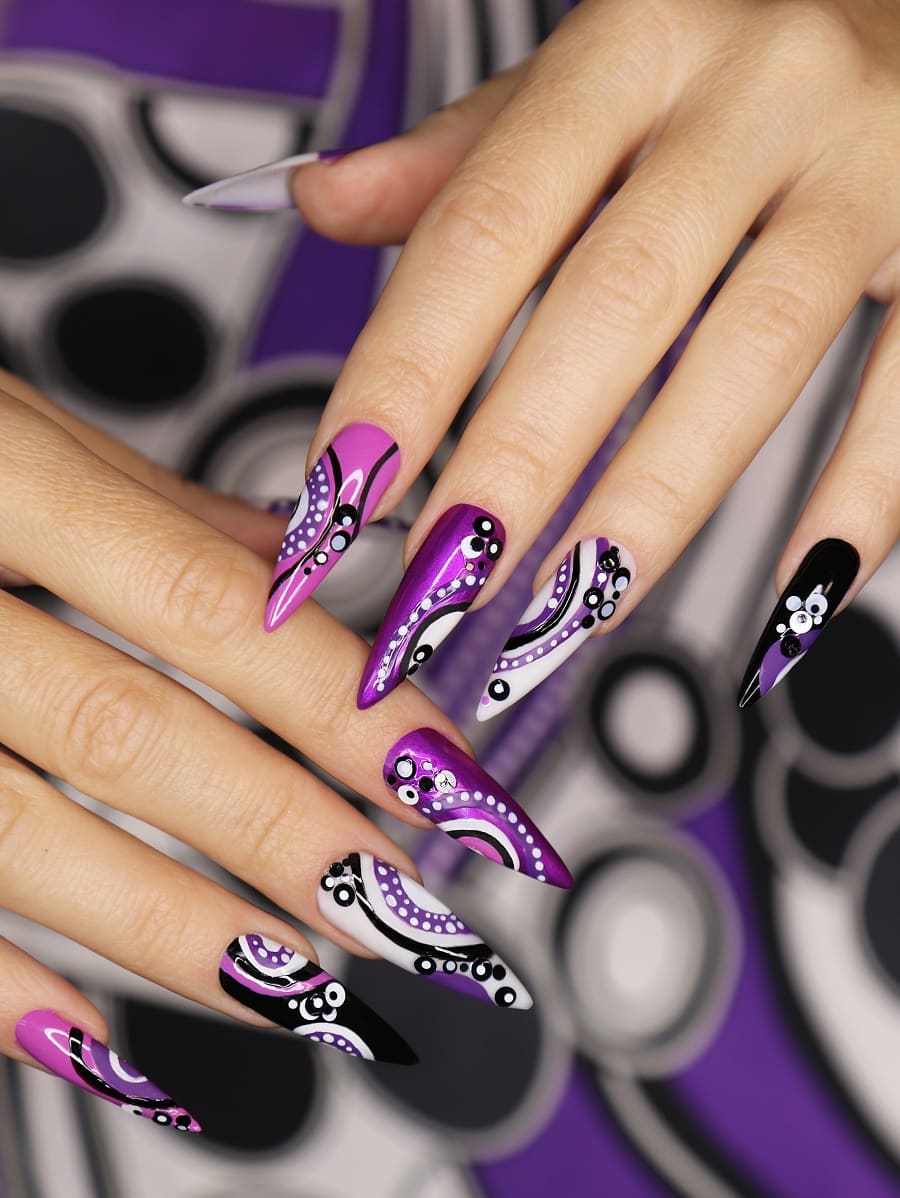 purple stiletto nail art