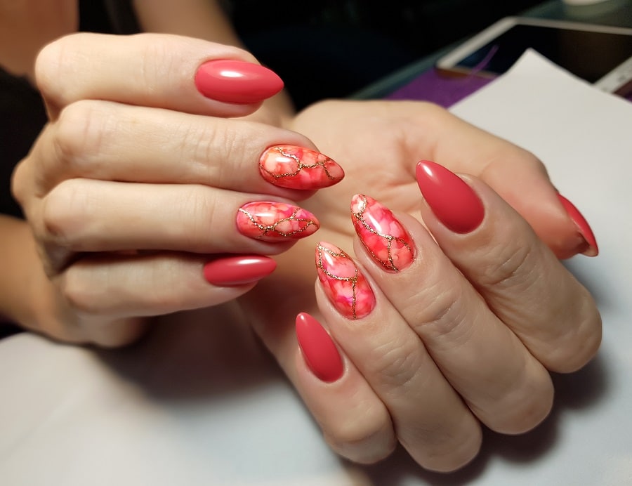 red geode nails