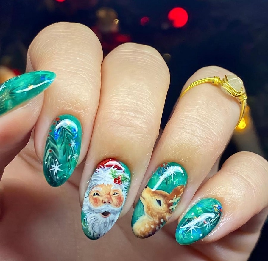 retro christmas nails