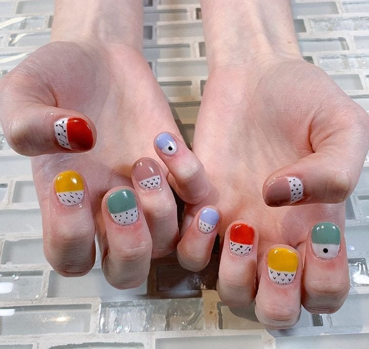 short color block nails