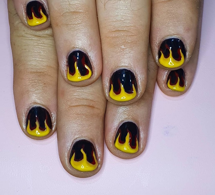 short flame nails
