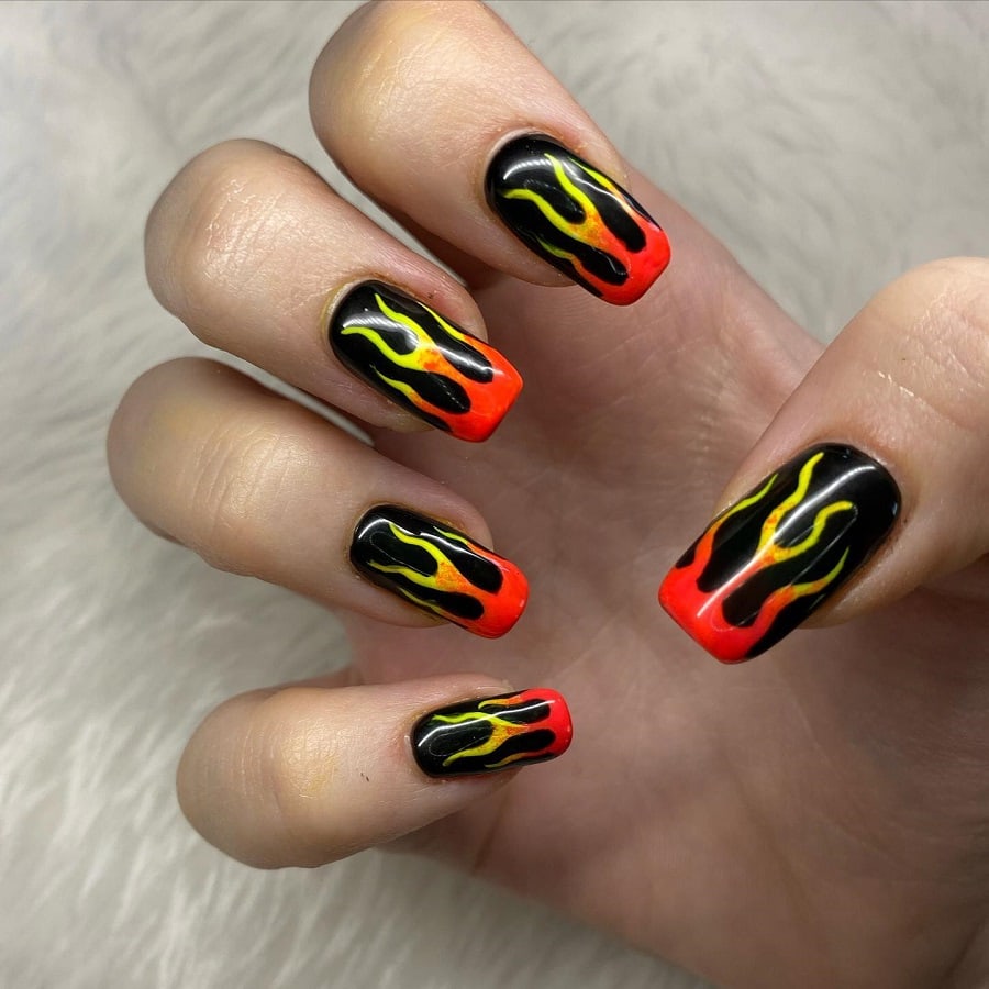 squoval flame nails