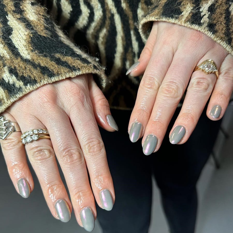 taupe chrome nails