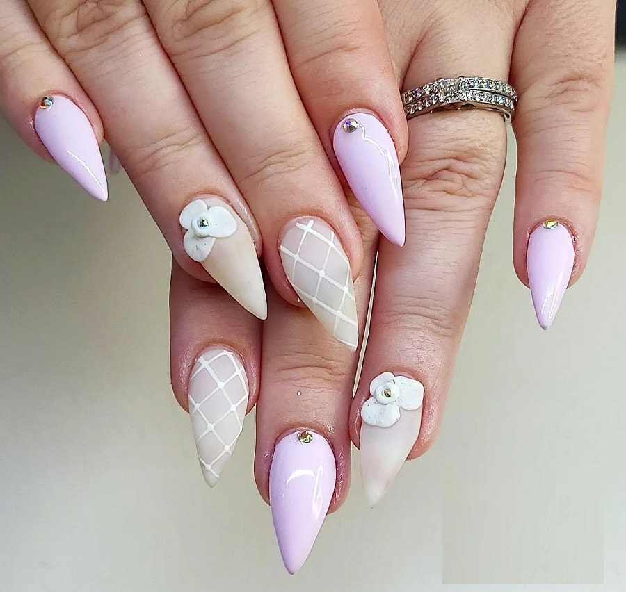 white fishnet nails